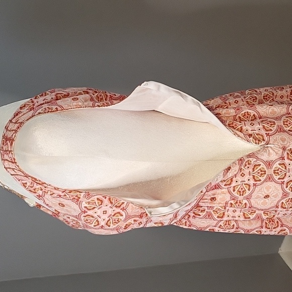 Max Studio V-Neck Side Zip Lined Elastic Waist Print Cotton Dress Size L - Picture 9 of 15